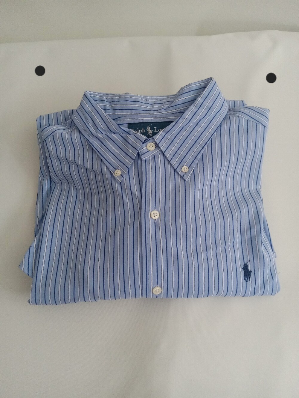 Ralph Lauren Classic Fit Mens Blue White Striped Button Down Shirt Sz XL